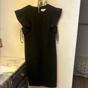 Calvin Klein Black Mini Dress with Ruffle Detail